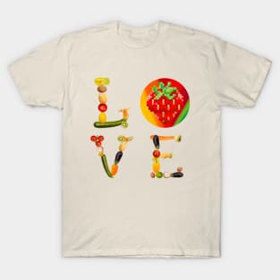 Fruit Love Word - Colorful - Funny fruits in love T-Shirt